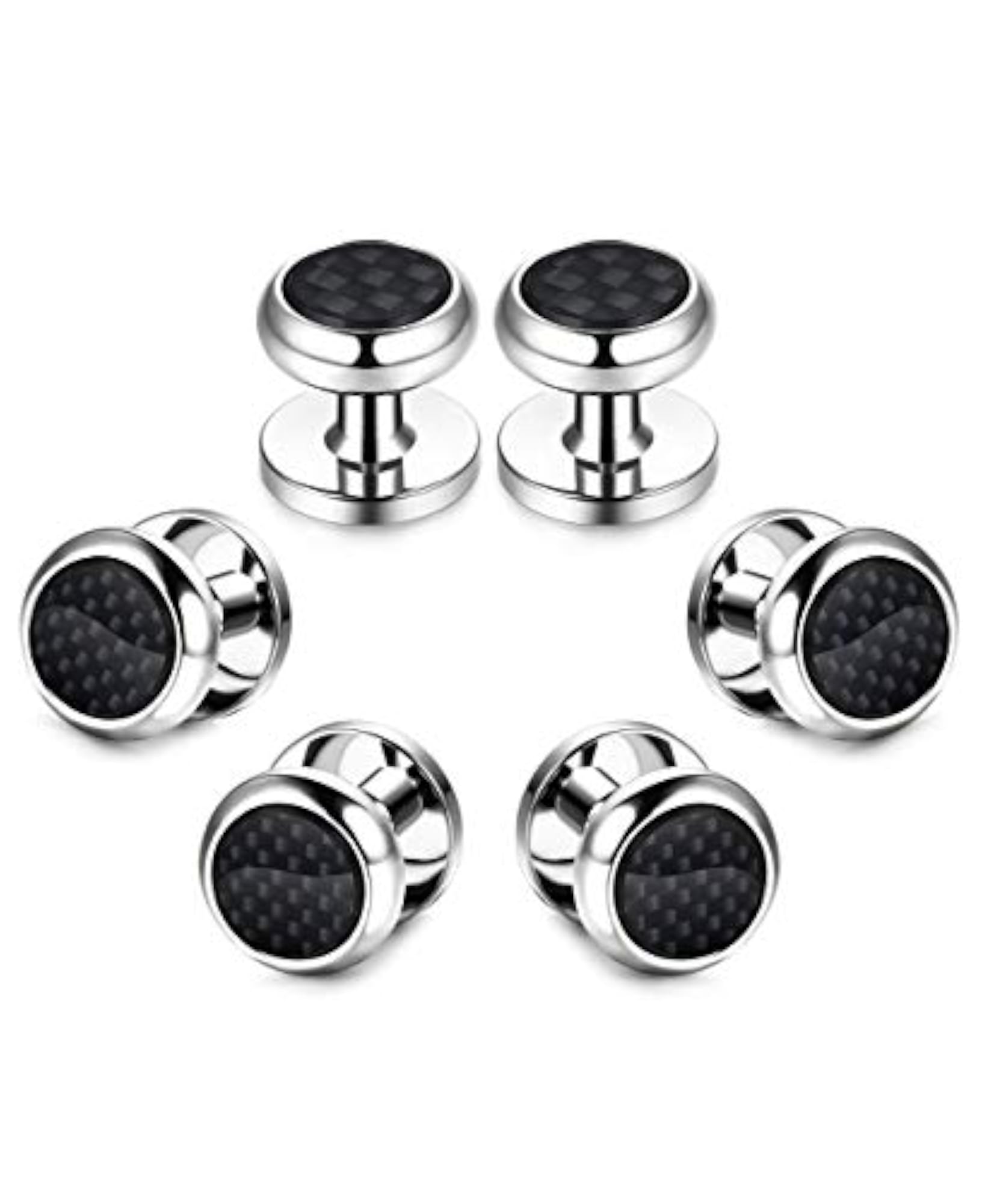8pcs Men's Carbon Fiber Cufflinks and Shirt Studs Set