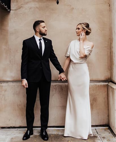 Mother of The Bride Dresses Off Shoulder for Wedding Satin Half Sleeve Long Formal Mother of Groom Evening Gowns3