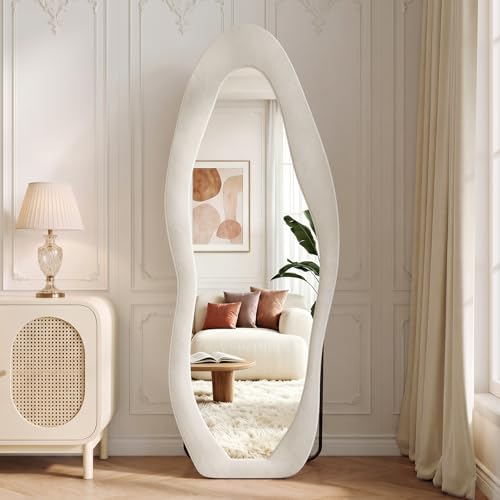 Image of Koonmi Full Length Mirror 71 inchx30 inch, Irregular Flannel Floor Mirrors
