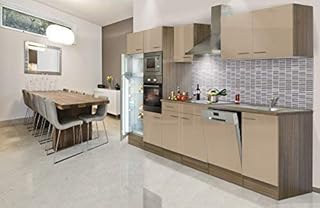 respekta Wbudowana kuchnia aneks kuchenny blok kuchenny 340 cm dąb York Cappuccino połysk