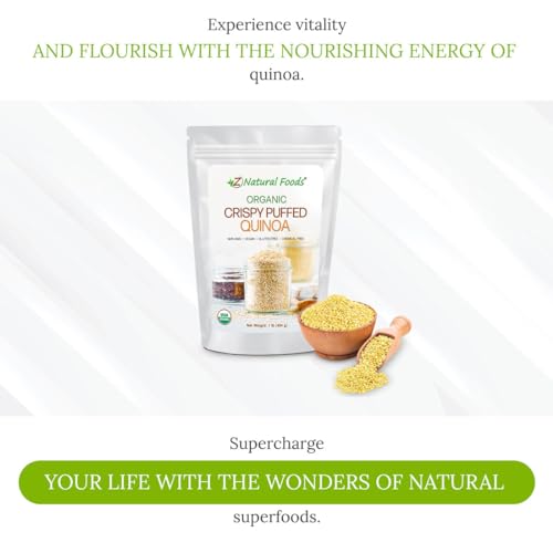 Z Natural Foods Organic Crispy Puffed Quinoa - Real Crisped Quinoa Vegan Superfood - Healthy Quinoa Crisps Snacks For Adults & Kids thumb #3