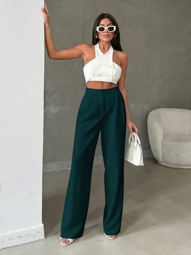 Image of Toochki Trousers for Woman Pants Women's Formal Office Korean | Black Track Pant | Straight | Cotton Spandex Stretchable Trouser | High-Waisted Bottom Wear