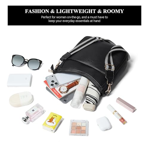 Image of Leather Crossbody Purse for Women Crossbody Bag for Daily Travel | Trendy Vegan Leather Medium Crossbody Purse with Adjustable Strap Women's Hobo Shoulder Handbags for Work