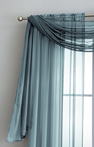 Linenzone Amazing Sheer Window Scarf Fabric Sheer Voile Curtain For Window Treatment - Add To Window Curtains For Enhanced Effect. (55" W X 216" L, Dusty Blue) #TOP2