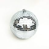 VBESTLIFE Mini-Disco-Party-Dekoration, Hängende Spiegelkugel mit Hängender Schnur, Reflektiert Helle Lichter, Klassische Muster für Mottopartys, Glasmaterial (VBESTLIFEyd6vumpagw-200810HT01-6)