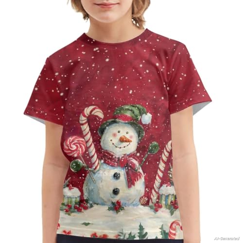 Image of Renewold Kids Novelty T-Shirt for Girls Boys Short Sleeve Crewneck Summer Tee Soft Breathable Graphic Shirt for Age 2-16
