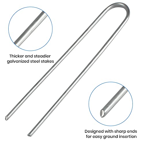 6 Inch Galvanized Garden Stakes Landscape Staples,Ground Stakes Heavy-Duty Sod Pins Anti-Rust Fence Stakes 50 Pack