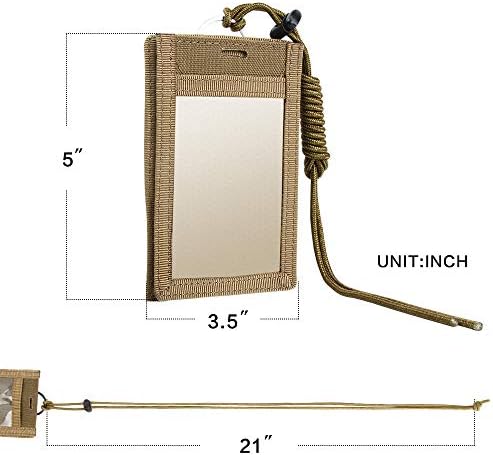 EXCELLENT ELITE SPANKER Tactical ID Card Holder Adjustable Neck Lanyard Key Ring Loop Patch Badge Holder and Credit Card Organizer(Coyote Brown)
