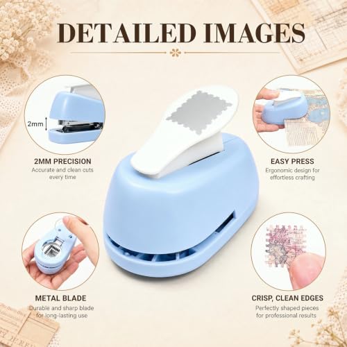 Fullhawl 5 Pcs Stamp Punch Set, 1.1x1 Inch Stamp Cutter with Double-Sided Tape Roller, Storage Box, Ruler and Scissors, Collecting Kit for Postage, Craft, Scrapbooking Journaling Card Making - Image 3