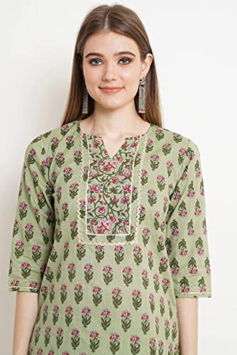 Image of COTLAND Fashions Jaipuri Cotton Straight Kurta and Afghani Salwar (Set) for Women (Lush Lace)