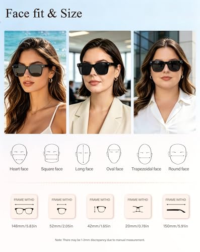 Image of Joopin Square Sunglasses Polarized UV Protection, Trendy Acetate Sun Glasses for Men Women Driving Beach