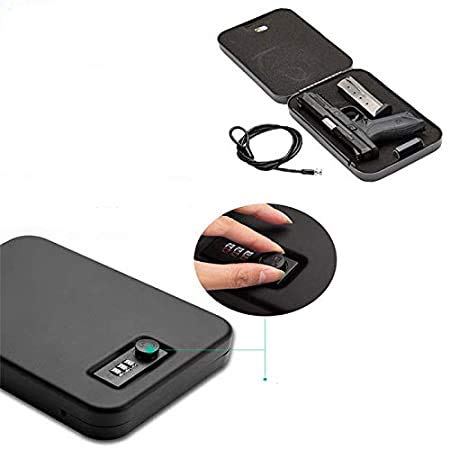 Gizmoway GunAlly Portable Steel Combination Travel Gun Safe, Pistol Lock ...