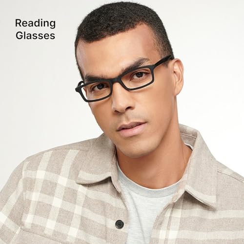 Image of Lenskart Reading Glasses | Men & Women | Black Rectangular Full Rim | + 1.25 Power | LR E11058