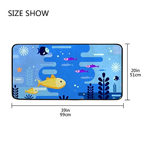 Tapis de cuisine pieuvre en polyester antidérapant 39x20 inch Couleur 2 enfants