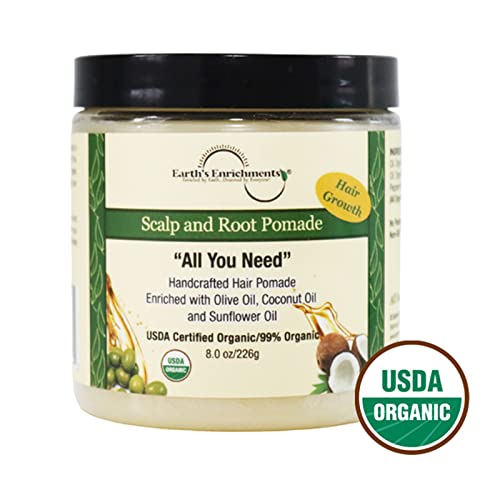 Organic Pomade - Hair Food For Growth, Contains Tea Tree, Rosemary, Lavender Oil, Natural Grease For Thick, Straight, Curly, Wavy, Thin Hair, Women, Men, Kids, Usda, 8Oz #TOP5