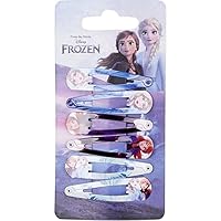 Disney Die Eiskönigin 2 Haarspangen für Mädchen, 5,1 cm Metall rutschfeste Clips mit Eiskönigin Druck, stilvolle Haarschmuck - 6 Haarspangen