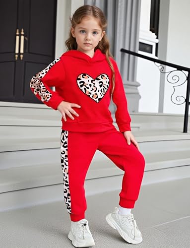 Image of 2PC Girls Clothes Girl letter and Floral print Hooded Set, letter print Top +Floral print Pants Set