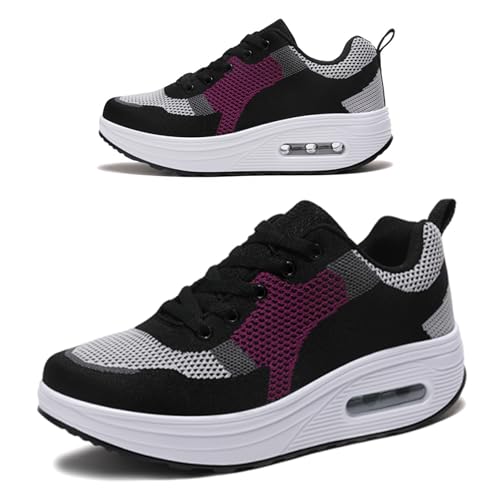 Image of RUIDENG Platform Sneakers for Women Air Cushion | Walking Shoes Women Comfortable All Day | Thick Rocker Bottom
