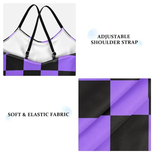 Image of Black and White Chess Girls One Piece Swimsuits Board Marble Tile Sport Halter Swimwear Beach Bathing Suit 3T