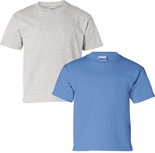 T-shirt en coton enfant Gildan lot de 2 x-small coloris cendre et carolina pour fille et garçon