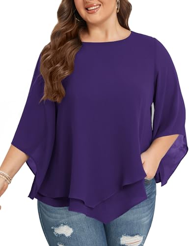 Hanna Nikole Damen Große Größen Fledermausärmel Bluse Lose Freizeit...