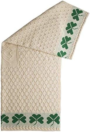 SAOL 100% Merino Wool Shamrock Aran Throw Irish Blanket Cable Honeycomb Knit 58" x 40" (147 x 102 cm), Natural - Image 5
