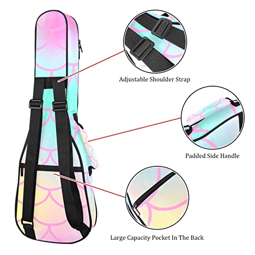 Housse pour ukulélé rose motif écailles de sirène 10 mm rembourrage épais 53,3 cm sac de transport pour ukulélé avec… - Les Beatles, Paul McCartney, John Lennon, RIngo Starr, George Harrison Housse pour ukulélé rose motif écailles de sirène 10 mm rembourrage épais 53,3 cm sac de transport pour ukulélé avec… – Image 4