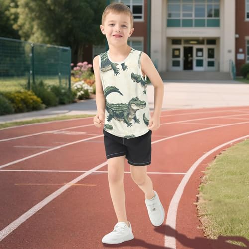 Alligator Pattern Print Design Boys Tank Top Athletic Crew Neck Sleeveless T-Shirts Kids Tops 3-15Y 5