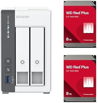 Exclusive QNAP 2-Bay NAS TS-216G/AZ 2.5GeB Compatible + Western Digital WD Red Plus Built-in HDD 8TB 2-Piece Set
