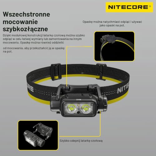 Nitecore NU45 1700 lumenów lekka lampa czołowa 4000 mAh akumulator USB-C ładowalna etykieta reflektora