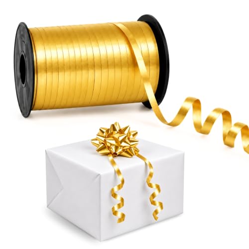 Cinta de regalo, cinta embalar para rizar, 5 mm ancho, 500 metros, Dorado