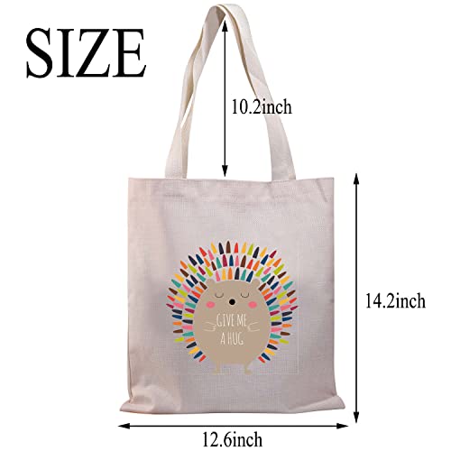 PLITI Hedgehog Gifts For Hedgehog Lovers Hedgehog Owner Gift Give Me a Hug Funny Hedgehog Tote Bag(Give me hug TGU) - Image 2