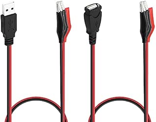 YACSEJAO Alligator Clip to USB Test Leads Red Black Wire Maximum 5A Current 19.7in/50cmAlligator Clips USB Test Cable(1 Male+1 Female)
