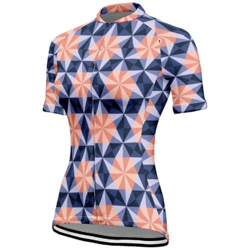 Mateju Maillot Ciclismo para Mujer, Ropa Ciclismo Exterior Cómodo Transpirable, Verano Secado Rápido Camisetas Manga Corta Mujer Camiseta Elástico para Deportes (Molino de Viento Morado,XXL)