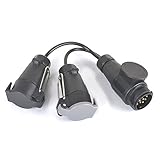 Adaptador de 13 a 7 clavijas Reelva - Adapador de 13 clavijas que conecta enchufes de 2 x 7 clavijas para remolques de caravana