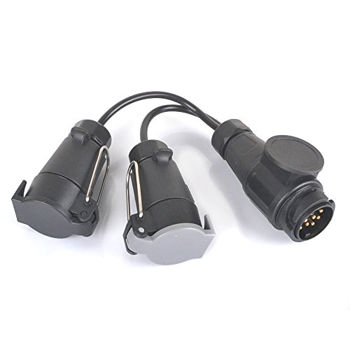 Reelva Câble adaptateur 13 broches vers 2 x 7 broches pour remorquage de caravane