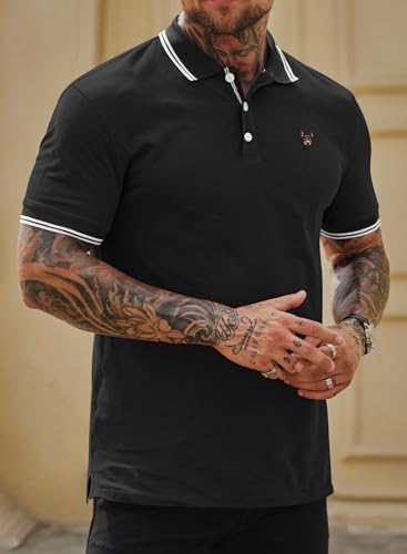 Men Polo Shirts Cotton Pique Casual Business Embroidery Soft Short Sleeve Golf Shirt (S-XXL)4