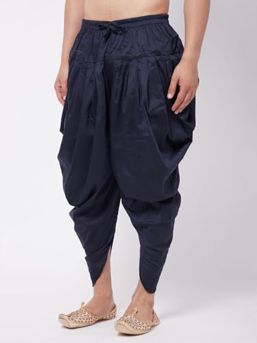 Image of VASTRAMAY mens Vastramay Men's Navy Blue Cowl Dhoti
