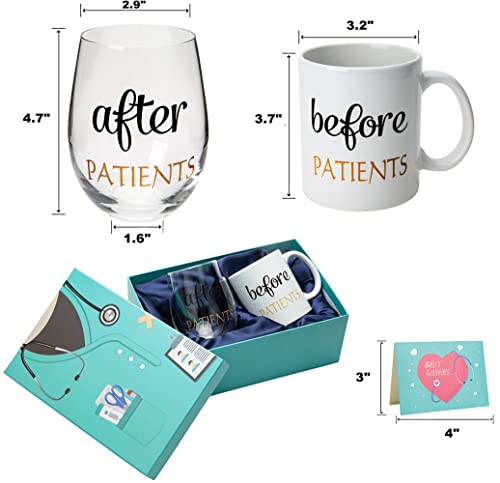 Puged Before Patients After Patients Gift Package Set 11 Oz Coffee Mug And 18 Oz Stemless Wine Glass For Dentist Unique Nurses Day Graduation Gifts #TOP1