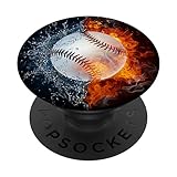 Baseball Fire Water Zen Yin Yang Taoism Taoist - PopSockets Grip and Stand for Phones and Tablets