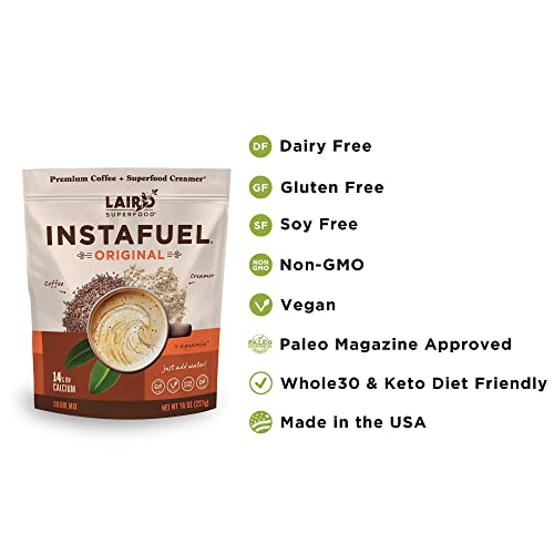 Laird Superfood Instant Latte 100% Arabica Coffee Sweet & Creamy, Non-Dairy, Superfood Creamer, Gluten Free, Non-Gmo, Vegan, 16 Oz. Bag, Pack Of 1 #TOP3
