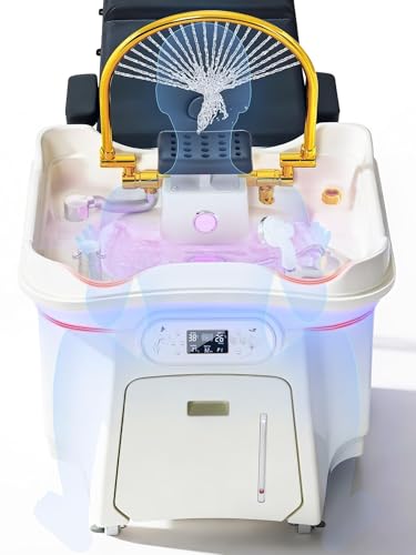 paxilnie Japanese Head Spa Equipment Portable Shampoo Basin with 60L Large Water Tank Thermostatic Water Circulation Light Therapy for Salon Spa Massage Head Care