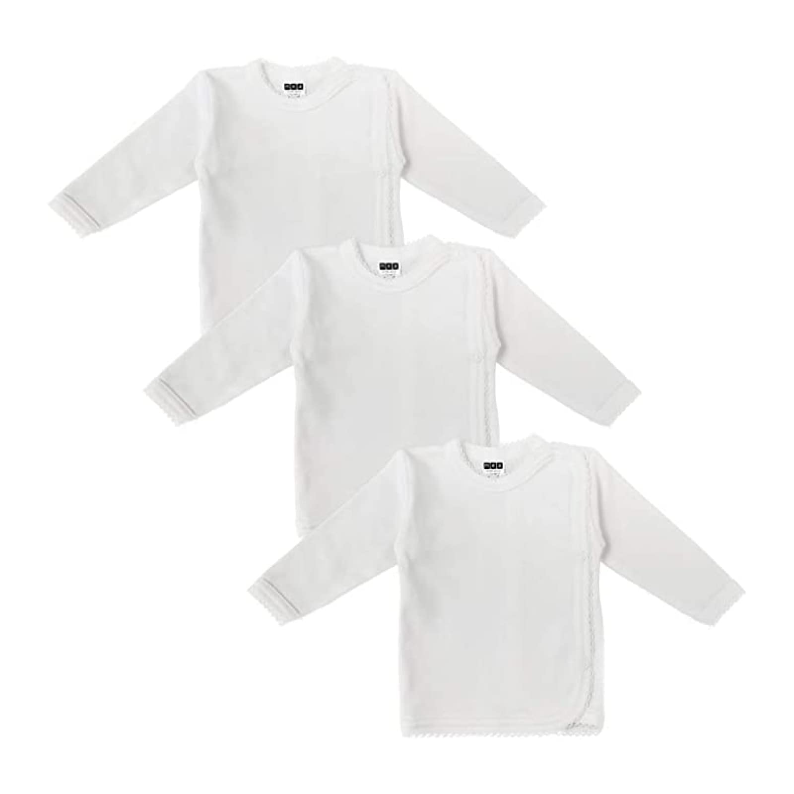 MEA BABY T-Shirt con Chiusura a Scatto per Neonati | 100% Cotone Biologico | T-Shirt fasciatoio | per Bambine e Bambini | Unisex | Bianco (Crema) Colore Naturale | Confezione Multipla da 3 Pezzi