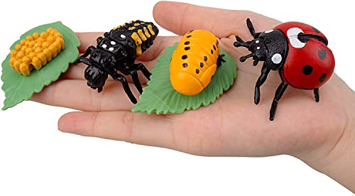Gemini&Genius Insects Animals Figurine Toys, Butterfly And Ladybug Life Cycle Set- Realistic Education Insects Life Action Figures- Great For Learning, Cake Toppers, Stocking Stuffers For Kids(8Pcs) #TOP7