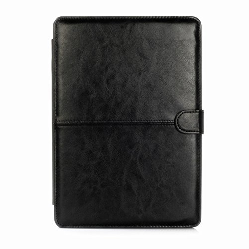 Se7enline Compatible with MacBook Air 13 Inch PU Leather Case Model A1932/A2337/A2179 2018/2019/2020/2021/2022/2023/2024 Sleeve Carrying Cover Folio Case with Transparent Keyboard Cover Skin,Black