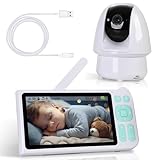 Baby Monitor with Camera 3000ft Long Range 1080P Baby Viewer 2-Way-Audio 5” Color Screen Motion & Cry Detection, No App No WiFi Secure Connection Remote Pan-Tilt-Zoom-1 Camera (White) -  Folgtek
