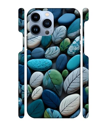 Image of ''Colourful Stones''-(Blue-White) Printed Hard Mobile Back Cover & Case for iPhone 13 Pro (6.1 inch), Designer | Protective & Premium Cover & Case