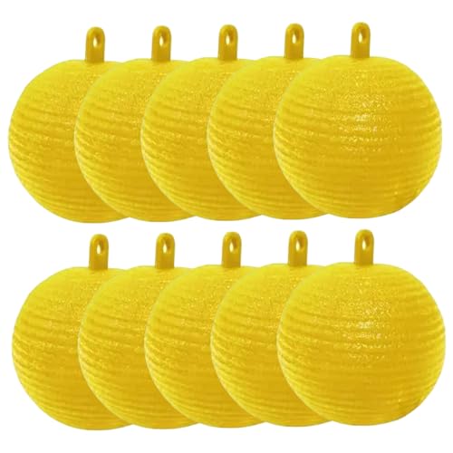 10pcs Pièges de Mouche de Fruits Suspendus 3 Pouces Traps à Boules Collants Jaunes pour moucherons Plante, Insectes Volants, Receveur moucherons pour Jardin extérieur intérieur, Tueur m