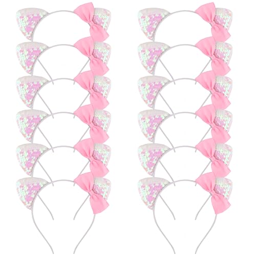 Bandeaux oreilles de chat en plastique COCIDE pour femmes et filles | Lot de 12 pièces pour fête