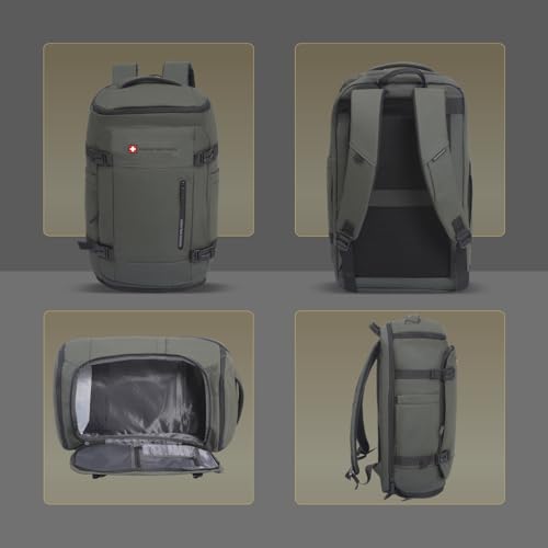 Image of SWISS MILITARY Black Gold Collection Aster Laptop Backpack, Travel Trekking Bag with Trolley Strap, Water Resistant, Multiple Compartments, Front Zip Pocket, Laptop Sleeve, Outdoor & Office Bag (29L)